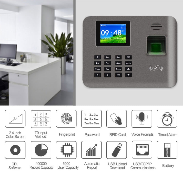 Realand AL325D Fingerprint Time Attendance with 2.4 inch Color Screen & ID Card Function & WiFi & Battery, AL325D Realand AL325D Fingerprint Time Attendance with 2.4 inch Color Screen & ID Card Function & WiFi & Battery, AL325D
